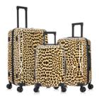 Inusa Prints Lightweight Hardside Checked Spinner 3pc Luggage Set - Cheetah, One Color