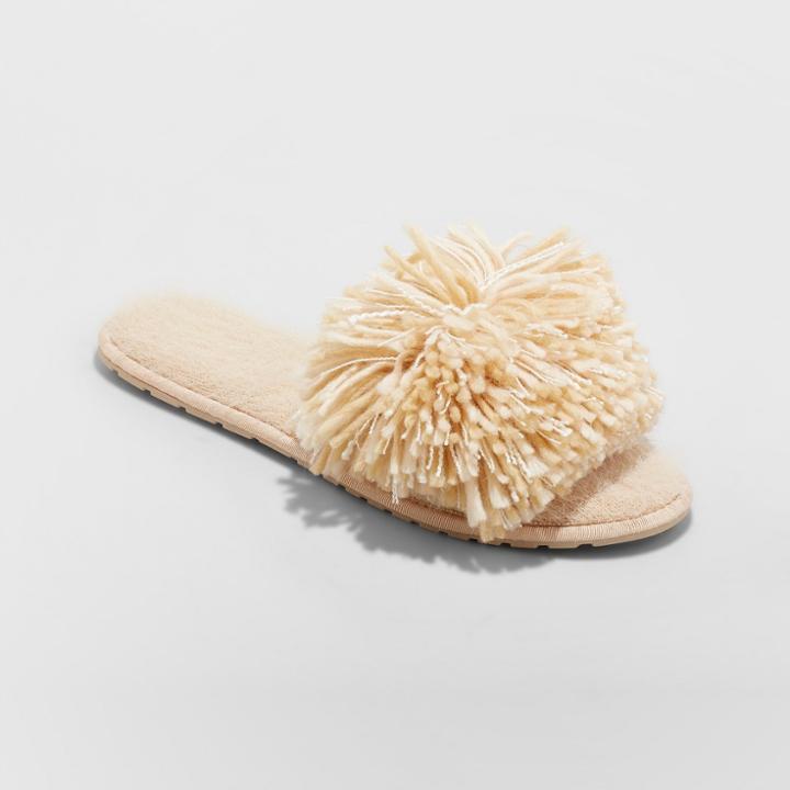 Women's Regina Shaggy Slide Slipper - Xhilaration Natural