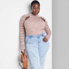 Women's Plus Size Mock Turtleneck Fitted Cut Out Pullover Sweater - Wild Fable