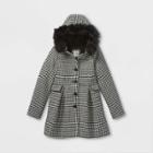 Girls' Faux Fur Hooded Trim Wool Jacket - Cat & Jack Black/white