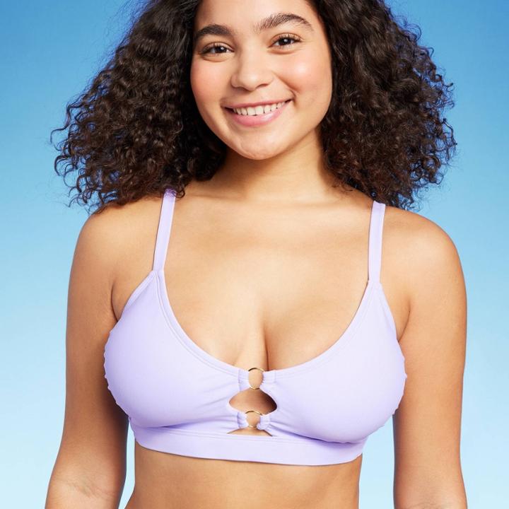 Women's Ring Front Bralette Bikini Top - Wild Fable Purple D/dd Cup