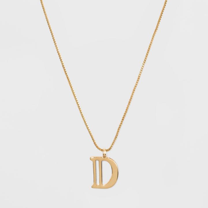 Gold Plated Initial D Pendant Necklace - A New Day Gold, Gold - D