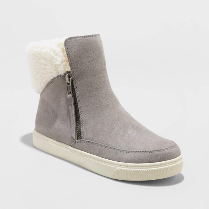Women's Lei Microsuede Sherpa Sneakers Booties - Universal Thread Gray