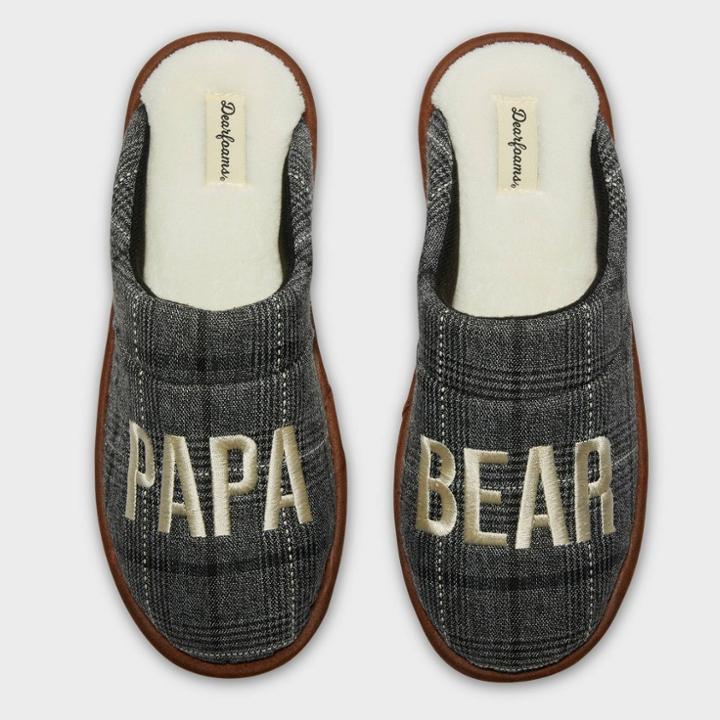 Men's Dluxe By Dearfoams Papa Bear Scuff Slippers - Gray