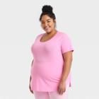 Women's Plus Size Short Sleeve Relaxed Scoop Neck T-shirt - Ava & Viv Pink