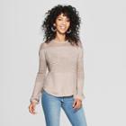Women's Long Sleeve Mixed Stitch Pullover Sweater - Knox Rose Pink