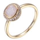 Prime Art & Jewel 18k Yellow Gold Plated Sterling Silver Genuine Natural White Druzy And Cubic Zirconia Halo Ring, Girl's, Size: Large, Gold/white