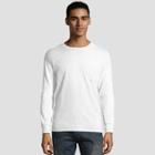 Hanes Men's Long Sleeve 1901 Garment Dyed Pocket T-shirt - White