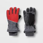 Boys' Promo Ski Gloves With Reflective - C9 Champion Red/gary 4-7, Boy's, Brown Gray
