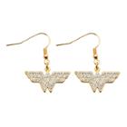 Women's Dc Comics Wonder Woman Stainless Steel (silver) Cz Dangle Earrings Gold