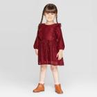 Toddler Girls' Lace Dress - Cat & Jack Maroon 12m, Toddler Girl's, Red
