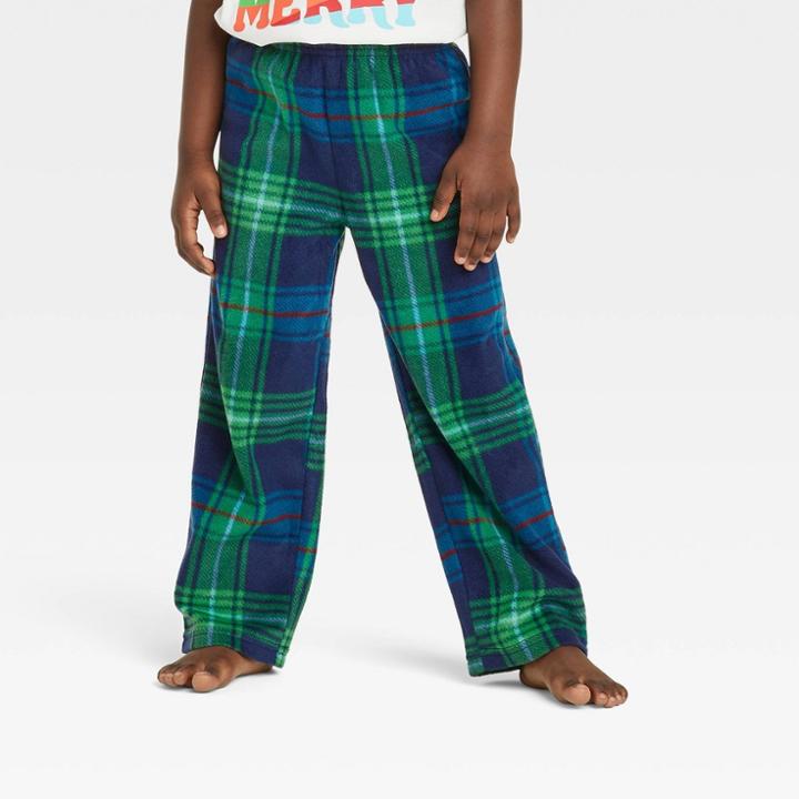 Toddler Holiday Tartan Plaid Fleece Matching Family Pajama Pants - Wondershop Blue