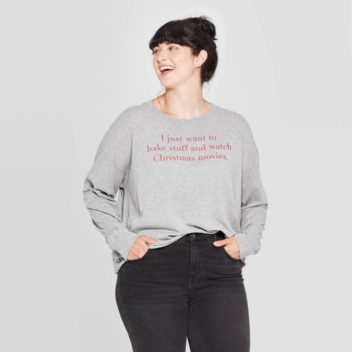 Fifth Sun Women's Christmas Routine Plus Size Long Sleeve T-shirt (juniors') - Athletic Heather 3x, Size: