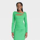 Women's Long Sleeve Slim Fit T-shirt - A New Day Green