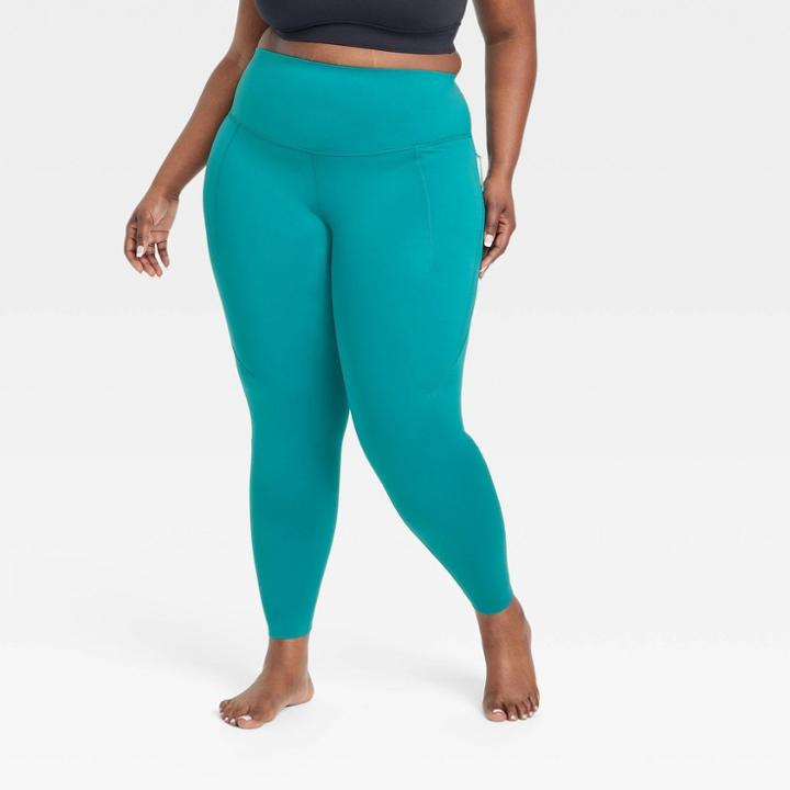 Women's Plus Size Flex Ribbed High-rise 7/8 Leggings - All In Motion Turquoise Green