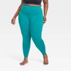 Women's Plus Size Flex Ribbed High-rise 7/8 Leggings - All In Motion Turquoise Green