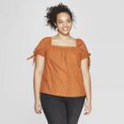 Women's Plus Size Short Sleeve Square Neck Top - Universal Thread Orange