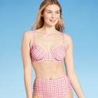 Women's Gingham Underwire Bikini Top - Kona Sol Bright Pink