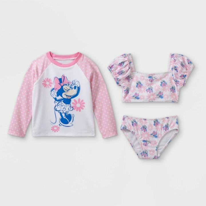 Minnie Mouse Baby Girls' Disney Minnie Rash Guard Set -