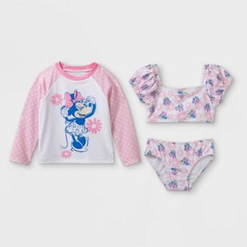 Minnie Mouse Baby Girls' Disney Minnie Rash Guard Set -
