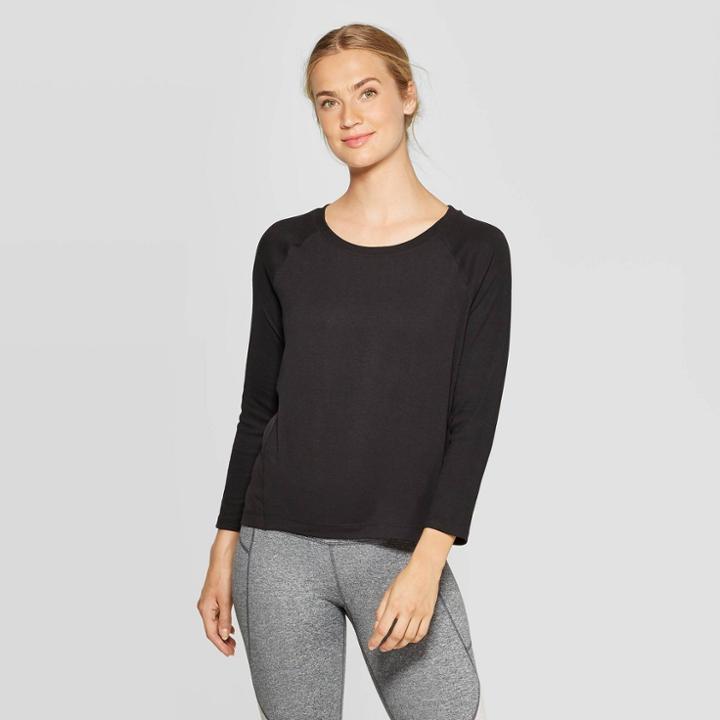 Women's Long Sleeve Woven Pieced Top - C9 Champion Black