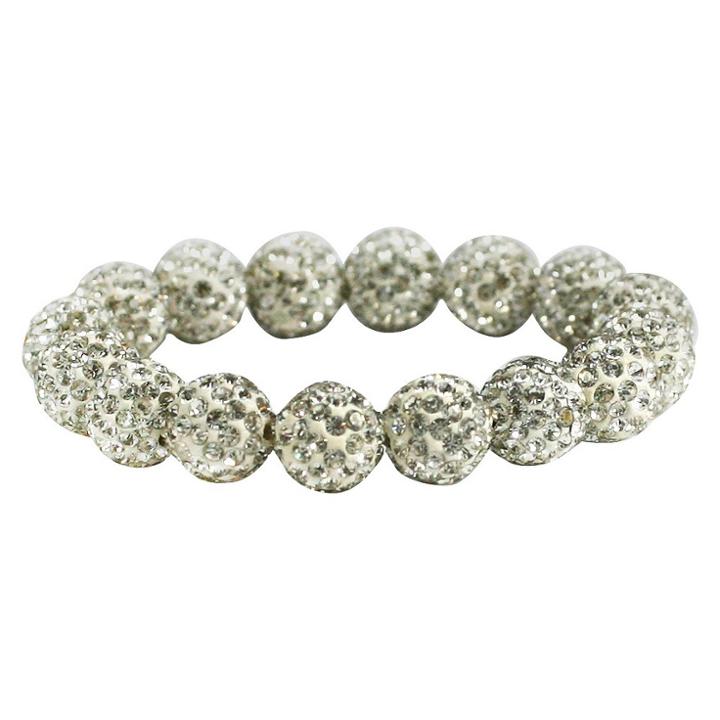 Women's Zirconite 12mm Colored Crystal Fireballs Stretch Bracelet-white, White