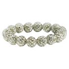 Women's Zirconite 12mm Colored Crystal Fireballs Stretch Bracelet-white, White