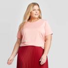 Women's Plus Size Short Sleeve Crewneck Sandwash T-shirt - A New Day Pink X, Women's
