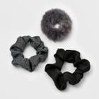 Twister, Faux Fur, Satin, Metallic Knit Hair Elastics 3ct - Wild Fable Gray