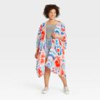 No Brand Women's Plus Size Tie-dye Ruana Duster - Red/white/blue