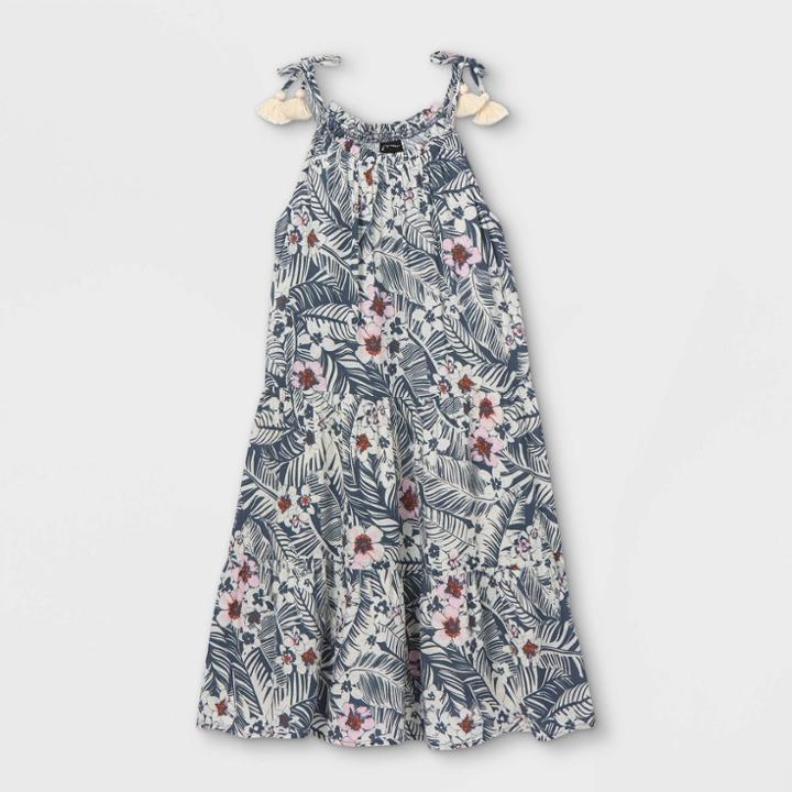 Girls' Tassel Strap Sleeveless Dress - Art Class Gray