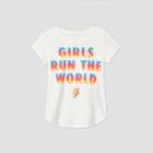 Girls' L.o.l. Vintage 'girls Run The World' Short Sleeve T-shirt - Off-white Xs, Beige/white