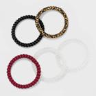Thin Plastic Phone Cords Matte Solid Clear Leopard Finish Hair Elastics 5pc - Wild Fable