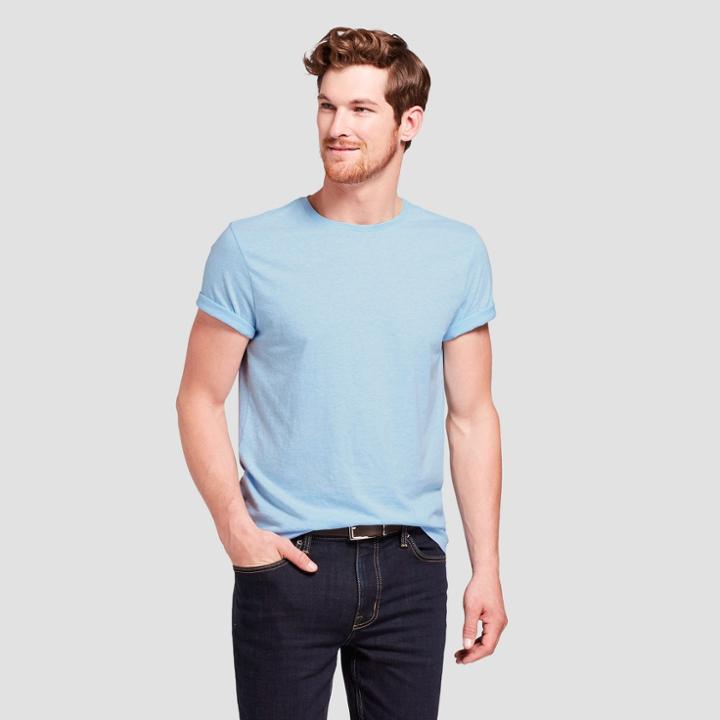 Men's Standard Fit Short Sleeve Crew Solid Color Basic T-shirt - Goodfellow & Co Alabaster Blue
