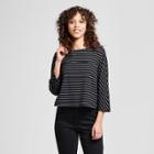 Women's 3/4 Sleeve Striped Knit T-shirt - Mossimo Black/white