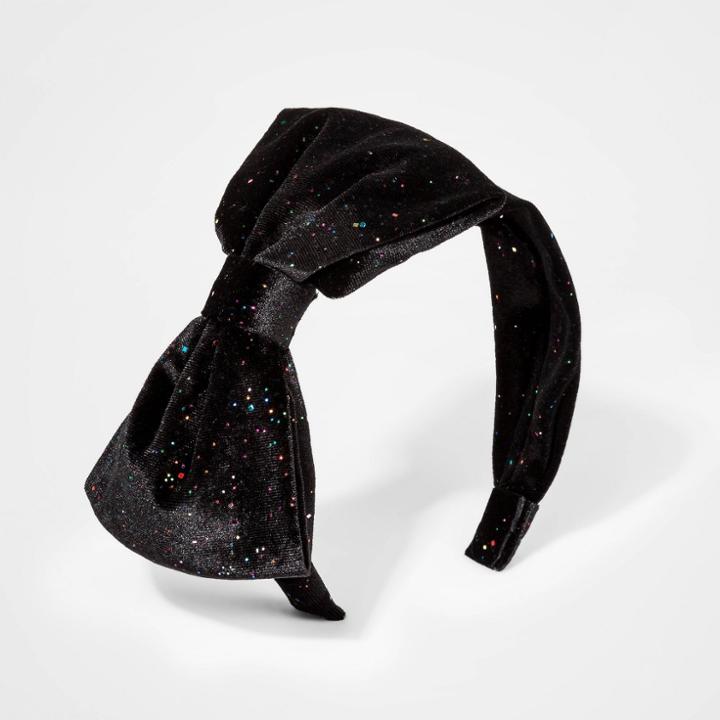 Girls' Sparkle Velvet Headband - Cat & Jack Black, Girl's