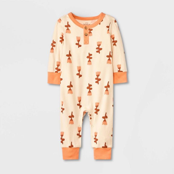 Baby Girls' Long Sleeve Romper - Cat & Jack Cream Newborn, Ivory