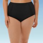 Women's Plus Size Slimming Control Mesh Inset High Waist Bikini Swim Bottom - Beach Betty By Miracle Brands Black 1x, Women's,
