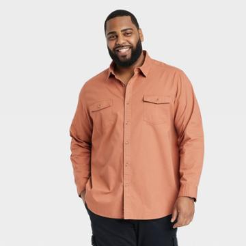 Men's Big & Tall Utility Button-down Shirt - Goodfellow & Co Mango Orange