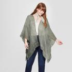 Women's Woven Plus Size Kimono Jacket Ruana - Universal Thread Green