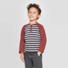 Toddler Boys' Striped Slub Henley Long Sleeve T-shirt - Cat & Jack Gray