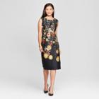 Women's Floral Print Scuba Midi Dress - Melonie T - Black