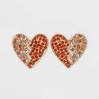 Sugarfix By Baublebar Two Halves Crystal Heart Stud Earrings - Red