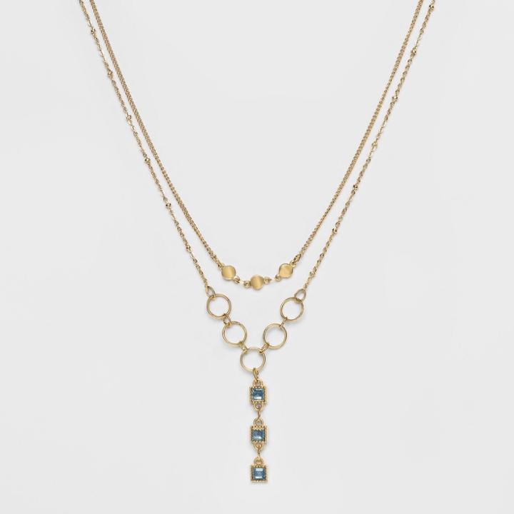 Coins, Circles, And Stones Short Necklace - A New Day Gold/blue