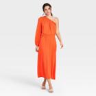 Women's One Shoulder Long Sleeve Dress - Who What Wear Orange