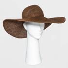 Women's Wide Brim Open Weave Straw Floppy Hat - A New Day Brown