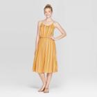 Women's Striped V-neck Strappy Lace-up Top Midi Dress - Xhilaration Golden Yellow