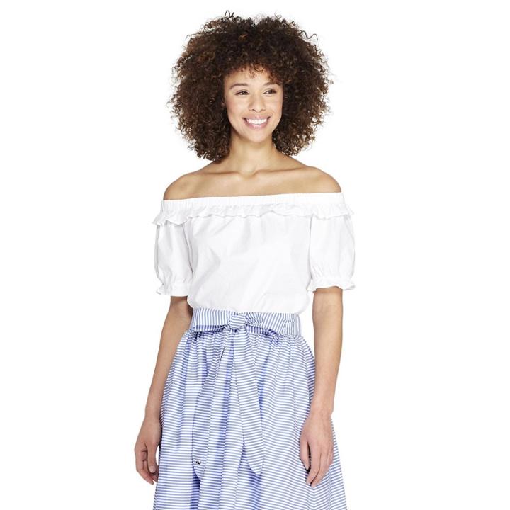 Women's Off The Shoulder Short Sleeve Bardot Top - White M - Vineyard Vines For Target