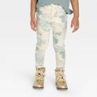 Grayson Collective Toddler Girls' Ribbed Tie-dye Leggings - Teal Blue