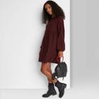 Women's Plaid Long Sleeve Woven Babydoll Dress - Wild Fable